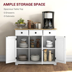 Sideboard Cabinet, Solid and Manufactured Wood, 3 Doors, 3 Drawers