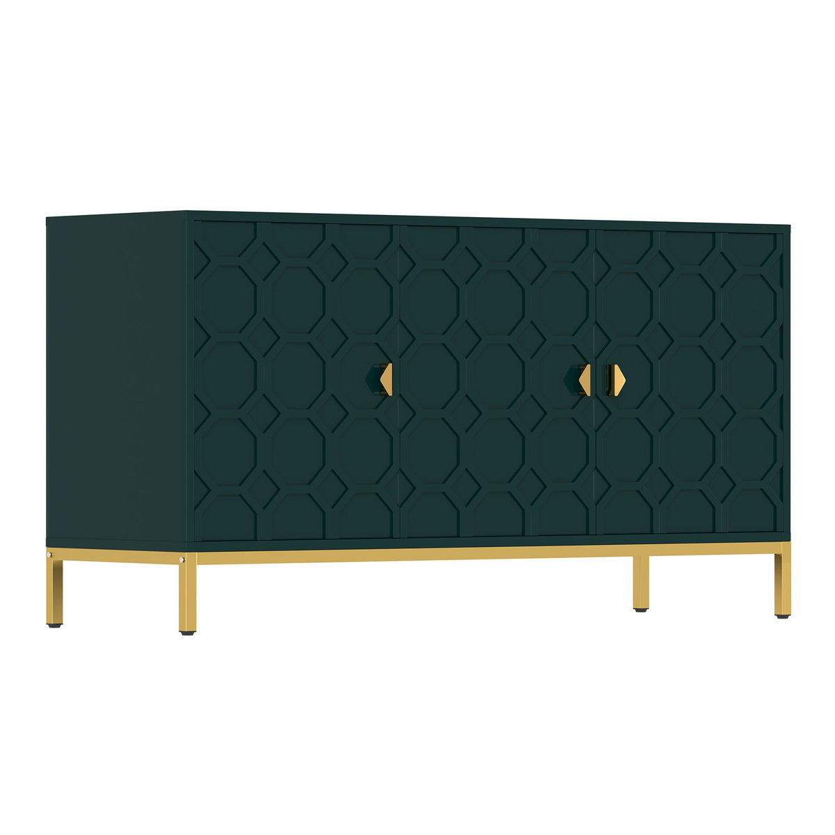 Sideboard Cabinet with 3 Doors, Green Manufactured Wood