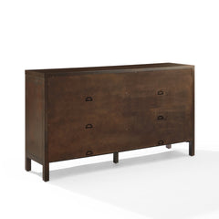Sideboard Cabinet with 4 Doors and Gold-Tone Handles in Dark Brown