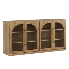 Sideboard Cabinet with Arched Glass Doors and Adjustable Shelves