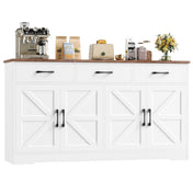 Sideboard, Engineered Wood with Three Drawers in White and Brown