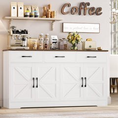 Sideboard, Engineered Wood with Three Drawers in White and Brown