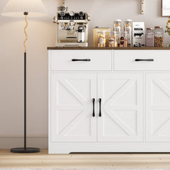 Sideboard, Engineered Wood with Three Drawers in White and Brown