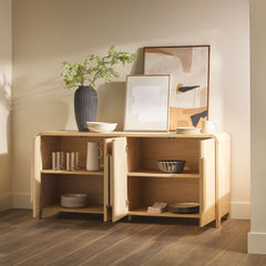 Sideboard in Manufactured Wood, 64 in Wide, Coastal Oak