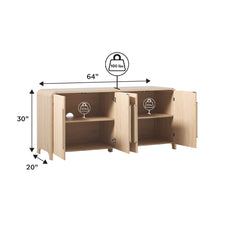 Sideboard in Manufactured Wood, 64 in Wide, Coastal Oak