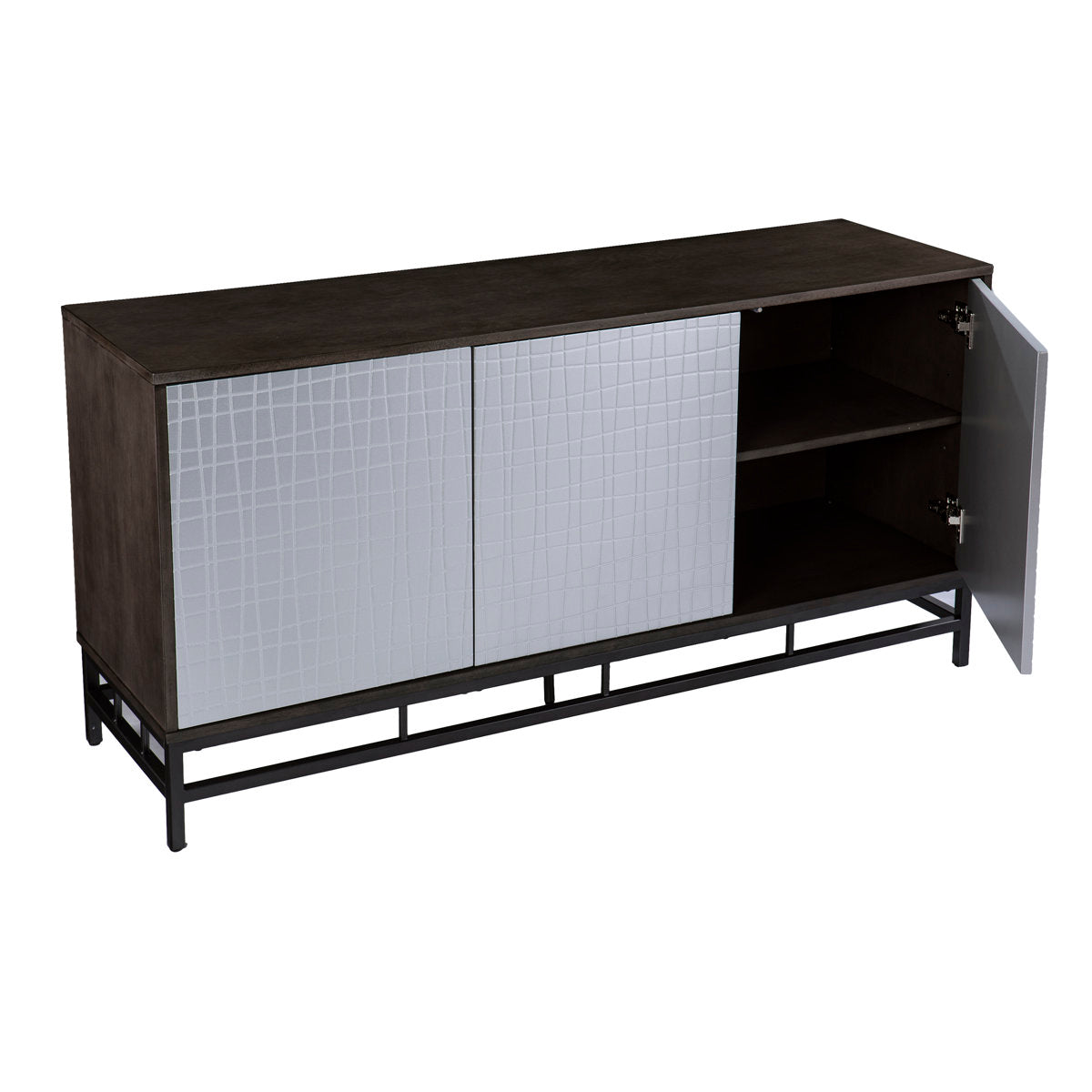 Sideboard in Manufactured Wood with 3 Doors, Silver and Dark Brown