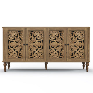 Sideboard in Solid and Manufactured Wood with Adjustable Shelves, Brown