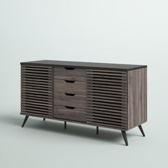 Sideboard, Manufactured Wood, 59 Inch, Slate Gray, Steel Angled Legs