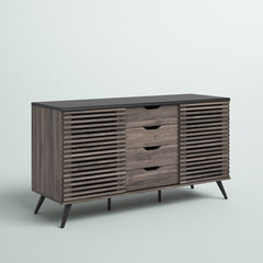 Sideboard, Manufactured Wood, 59 Inch, Slate Gray, Steel Angled Legs