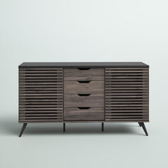 Sideboard, Manufactured Wood, 59 Inch, Slate Gray, Steel Angled Legs