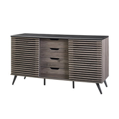 Sideboard, Manufactured Wood, 59 Inch, Slate Gray, Steel Angled Legs
