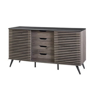 Sideboard, Manufactured Wood, 59 Inch, Slate Gray, Steel Angled Legs