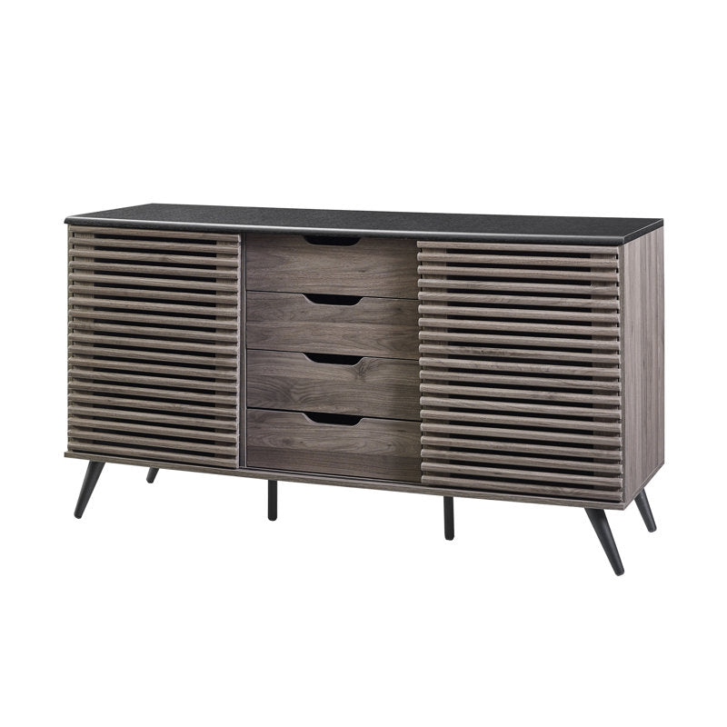 Sideboard, Manufactured Wood, 59 Inch, Slate Gray, Steel Angled Legs