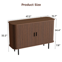 Sideboard, Manufactured Wood, Walnut with Black Handles