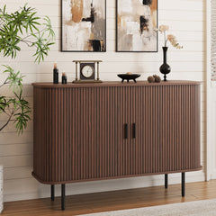Sideboard, Manufactured Wood, Walnut with Black Handles