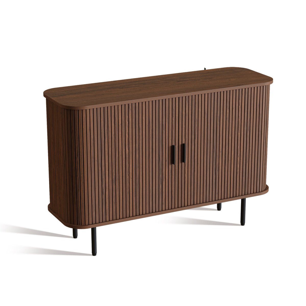 Sideboard, Manufactured Wood, Walnut with Black Handles