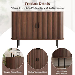 Sideboard, Manufactured Wood, Walnut with Black Handles