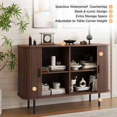 Sideboard, Manufactured Wood, Walnut with Black Handles