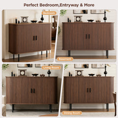 Sideboard, Manufactured Wood, Walnut with Black Handles