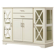 Sideboard, Manufactured Wood with Glass Doors, Antique White