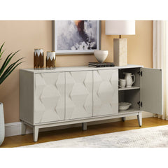 Sideboard, Modern Streamlined Frame, White