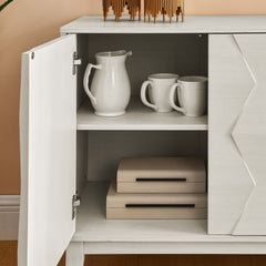 Sideboard, Modern Streamlined Frame, White