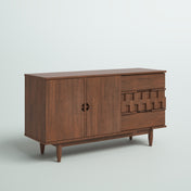 Sideboard, Solid and Engineered Wood with 3 Drawers and 2 Doors, Brown