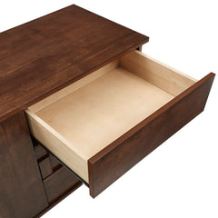 Sideboard, Solid and Engineered Wood with 3 Drawers and 2 Doors, Brown
