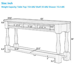 Sideboard, Solid and Manufactured Wood, 63 Inch, Navy