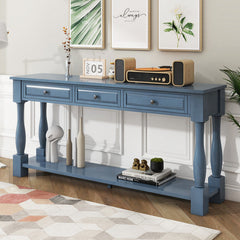 Sideboard, Solid and Manufactured Wood, 63 Inch, Navy