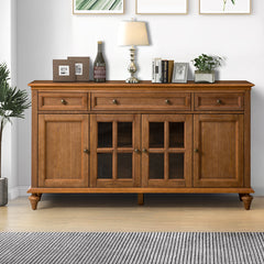 Sideboard, Solid and Manufactured Wood, Glass Doors, 3 Drawers