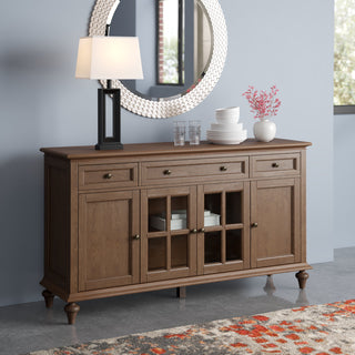 Sideboard, Solid and Manufactured Wood, Glass Doors, 3 Drawers