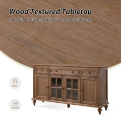 Sideboard, Solid and Manufactured Wood, Glass Doors, 3 Drawers