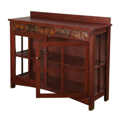 Sideboard, Solid and Manufactured Wood, Red-Washed Espresso and Slate
