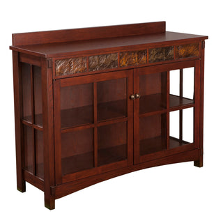 Sideboard, Solid and Manufactured Wood, Red-Washed Espresso and Slate