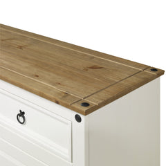 Sideboard, Solid Pine Wood, Gray Wash Base, Antique Brown Top