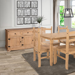 Sideboard, Solid Pine Wood, Gray Wash Base, Antique Brown Top