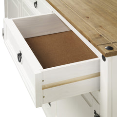 Sideboard, Solid Pine Wood, Gray Wash Base, Antique Brown Top