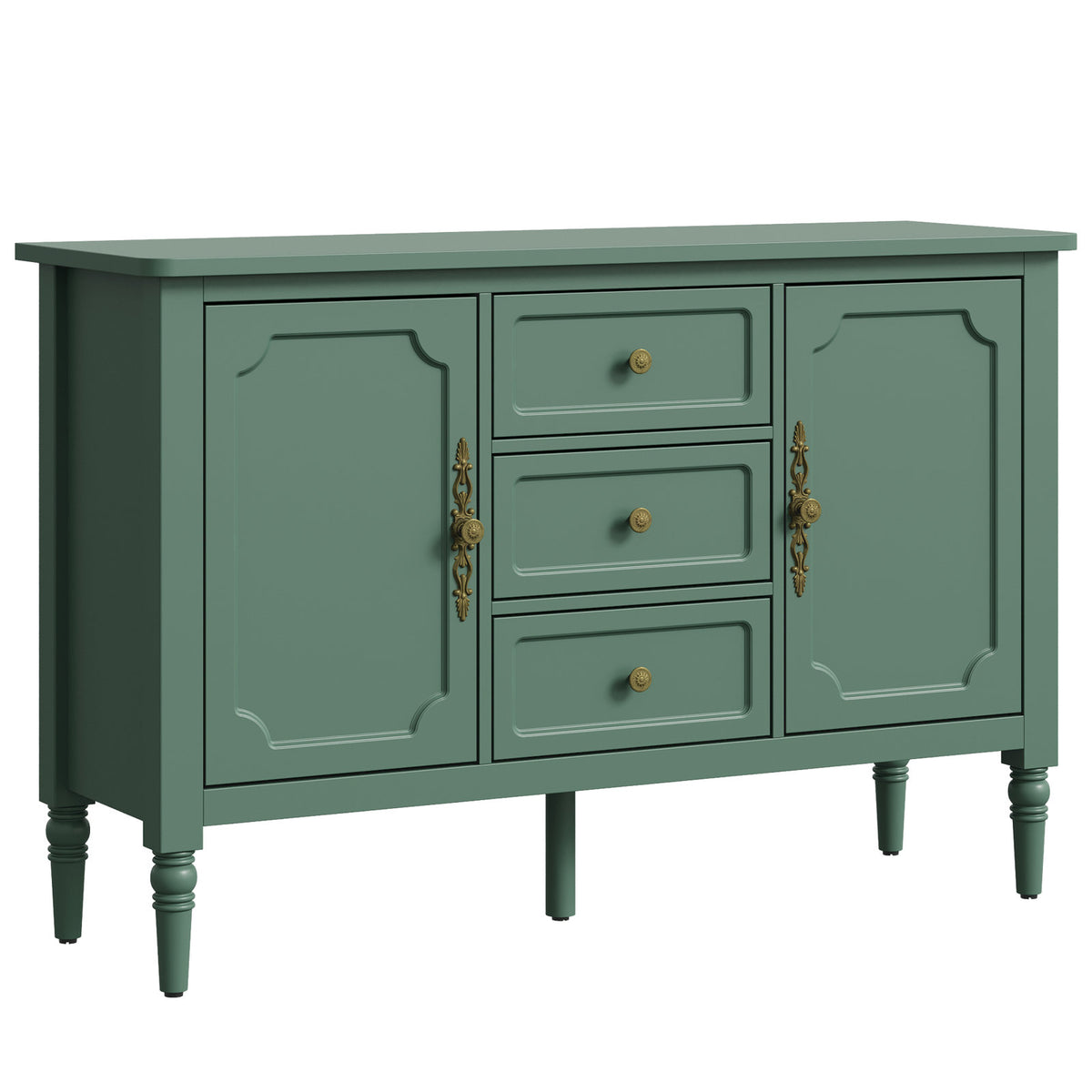 Sideboard Storage Cabinet with 3 Drawers and 2 Doors in Green