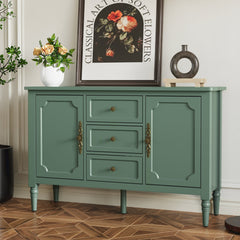 Sideboard Storage Cabinet with 3 Drawers and 2 Doors in Green