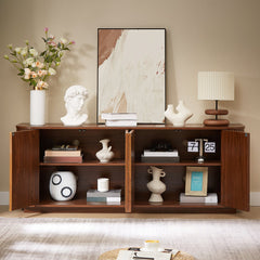Sideboard Storage Cabinet with Press-Spring Doors in Walnut