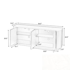 Sideboard Storage Cabinet with Press-Spring Doors in Walnut