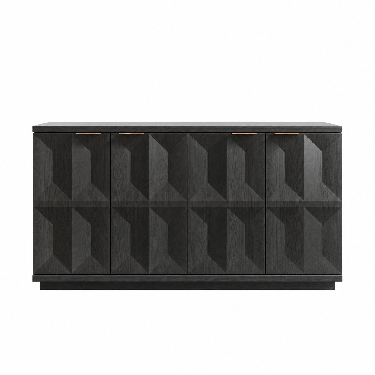 Sideboard with 2 Adjustable Shelves, Black Manufactured Wood