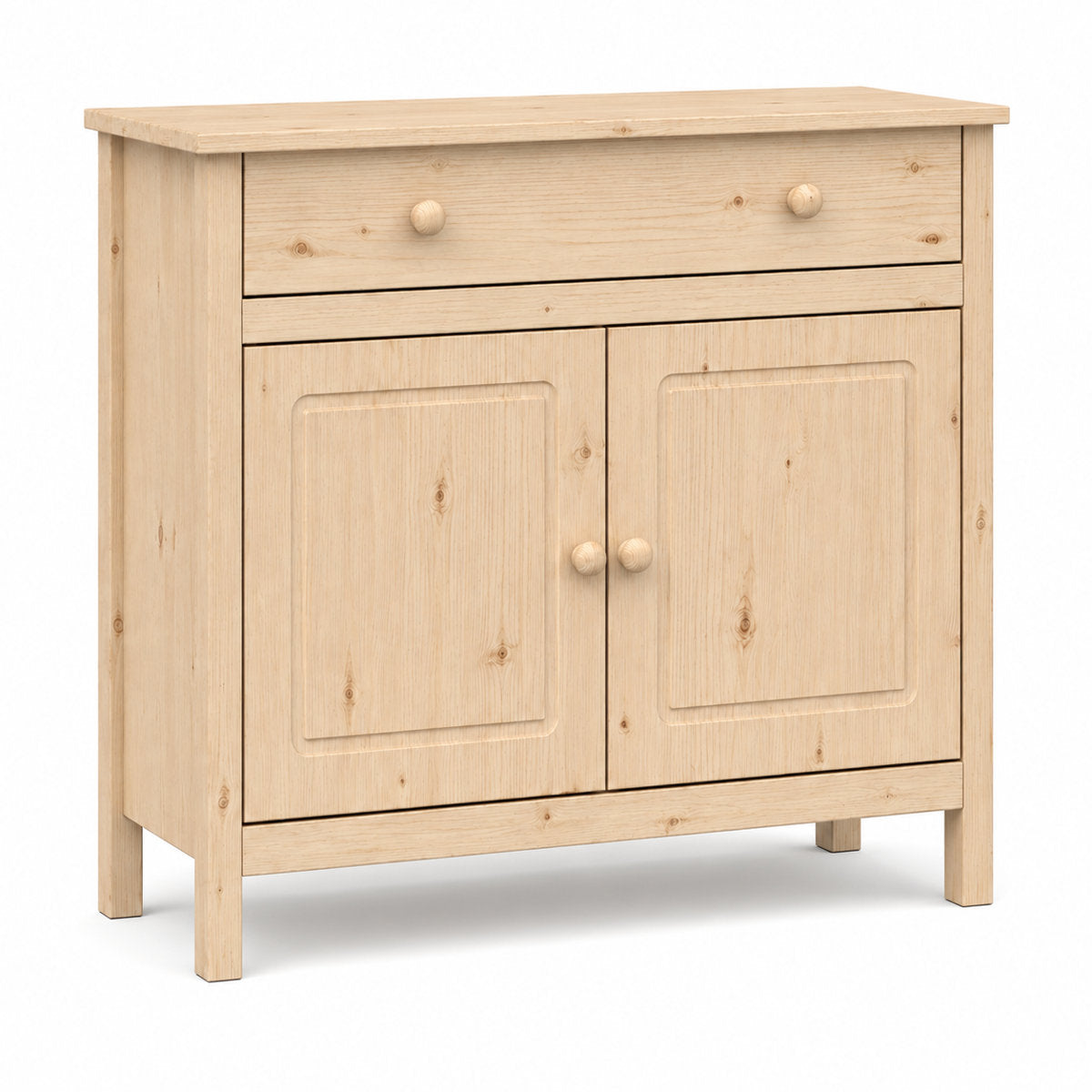 Sideboard with 2 Doors and 1 Drawer in Natural Pine Wood
