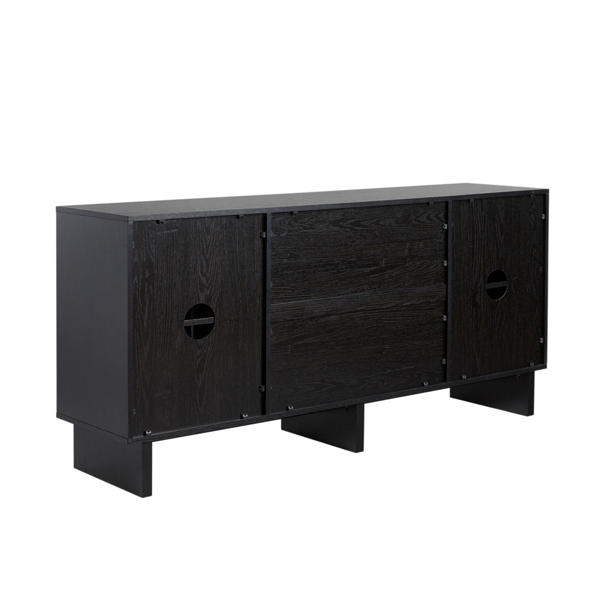 Sideboard with 2 Doors and 2 Drawers in Black Wood