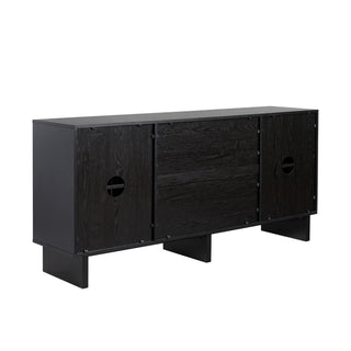 Sideboard with 2 Doors and 2 Drawers in Black Wood