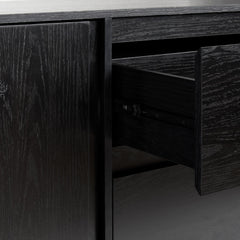 Sideboard with 2 Doors and 2 Drawers in Black Wood