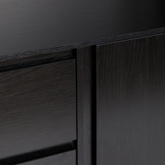 Sideboard with 2 Doors and 2 Drawers in Black Wood