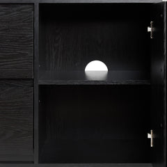 Sideboard with 2 Doors and 2 Drawers in Black Wood