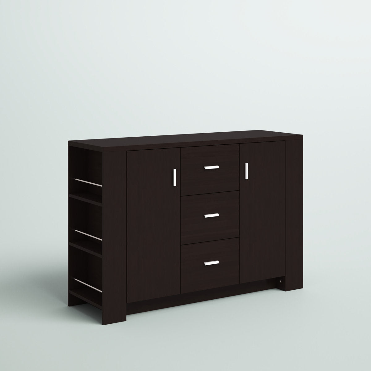 Sideboard with 2 Doors and 3 Drawers in Brown Manufactured Wood
